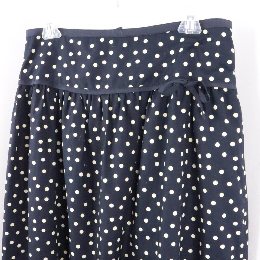 J.Crew Women's 4 Navy Blue Polka Dot High-Waist Cotton Lined A-Line Skirt - Picture 2 of 9